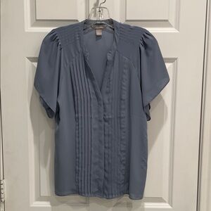 H&M Slate Blue Pleated Blouse